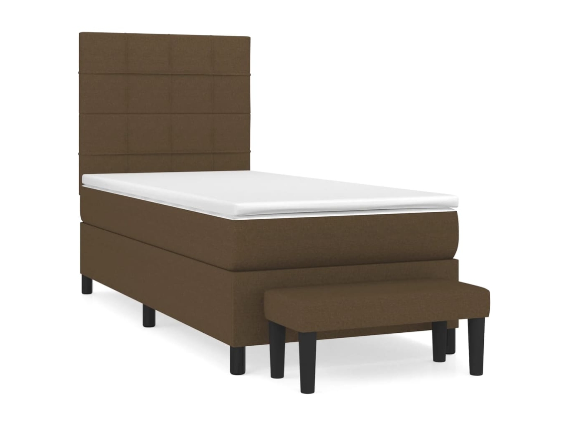 Cama com Molas e Colchão Tecido Castanho Escuro MAISON EXCLUSIVE (100x200 cm)