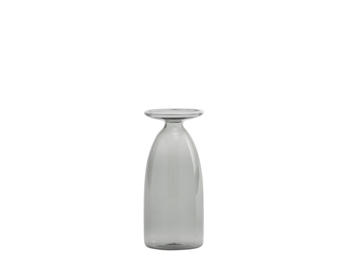 Vaso Un Fiore De 22 Cl Em Vidro Borossilicato Soprado À Mão, Design Elegante Com Boca Alargada E Decoração Em Pasta De Vidro, Cor Cinza.
