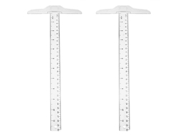 Esquadro T de plástico transparente de 30 cm, alta precisão.