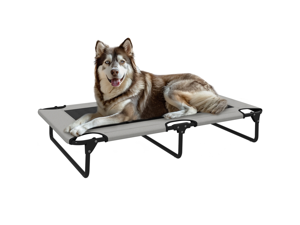 Cama Dobrável Cães Tecido Malha Interno Externo 107x61x20cm Cinza Claro