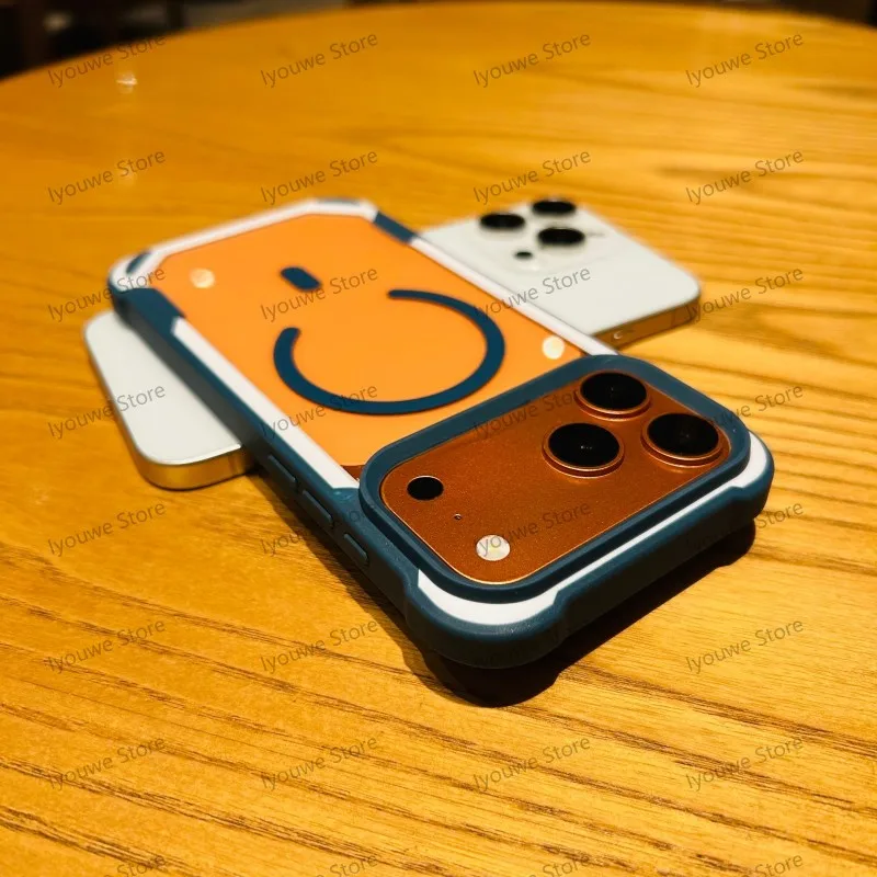 Capa Transparente Magnética Para Iphone 14 Pro (azul Escuro), Feita De Acrílico Resistente A Impactos.