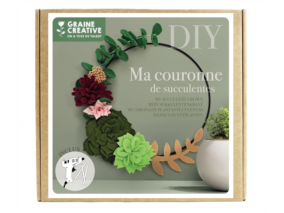 Kit De Artesanato Diy Com Guirlanda De Suculentas Em Feltro Da Graine Creative.