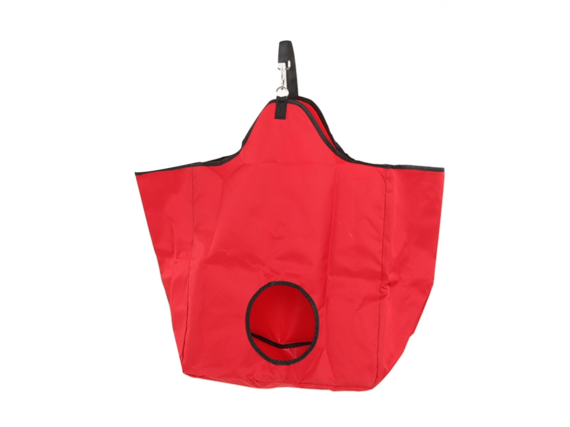 Bolsa de Forragem para Cavalo Oxford com Anéis Metálicos Vermelha S/MARCA