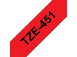Fita Laminada Compatível Brother Tze451 Texto Preto / Fundo Vermelho 24Mm X 8M