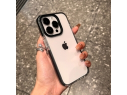 Capa Para Iphone 17 Air Com Borda Preta E Contraste Transparente, Com Airbag De Silicone Transparente.