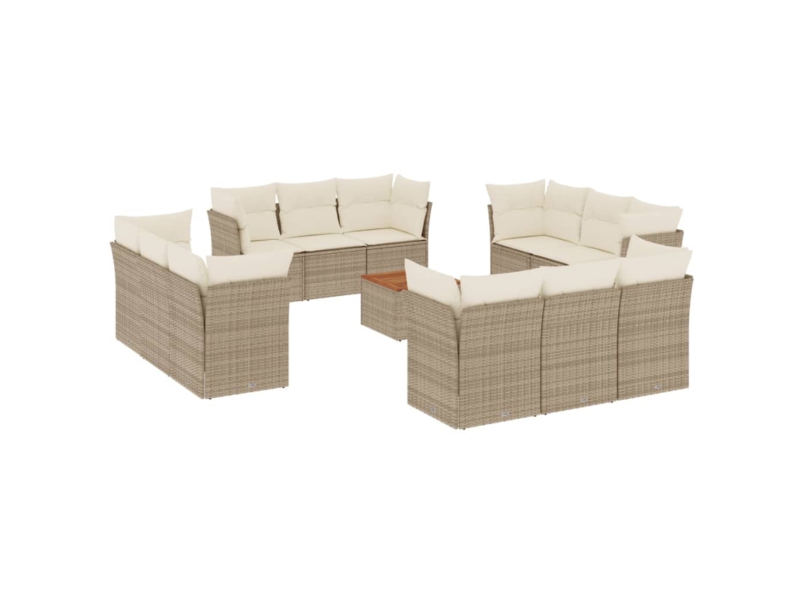 Maison Exclusive - 13 Pcs Conjunto De Sofás P/ Jardim Com Almofadões Vime Pe Bege