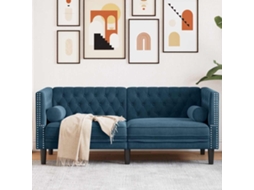 Vidaxl Sofá Chesterfield Com Rolos 2 Lugares Veludo Azul