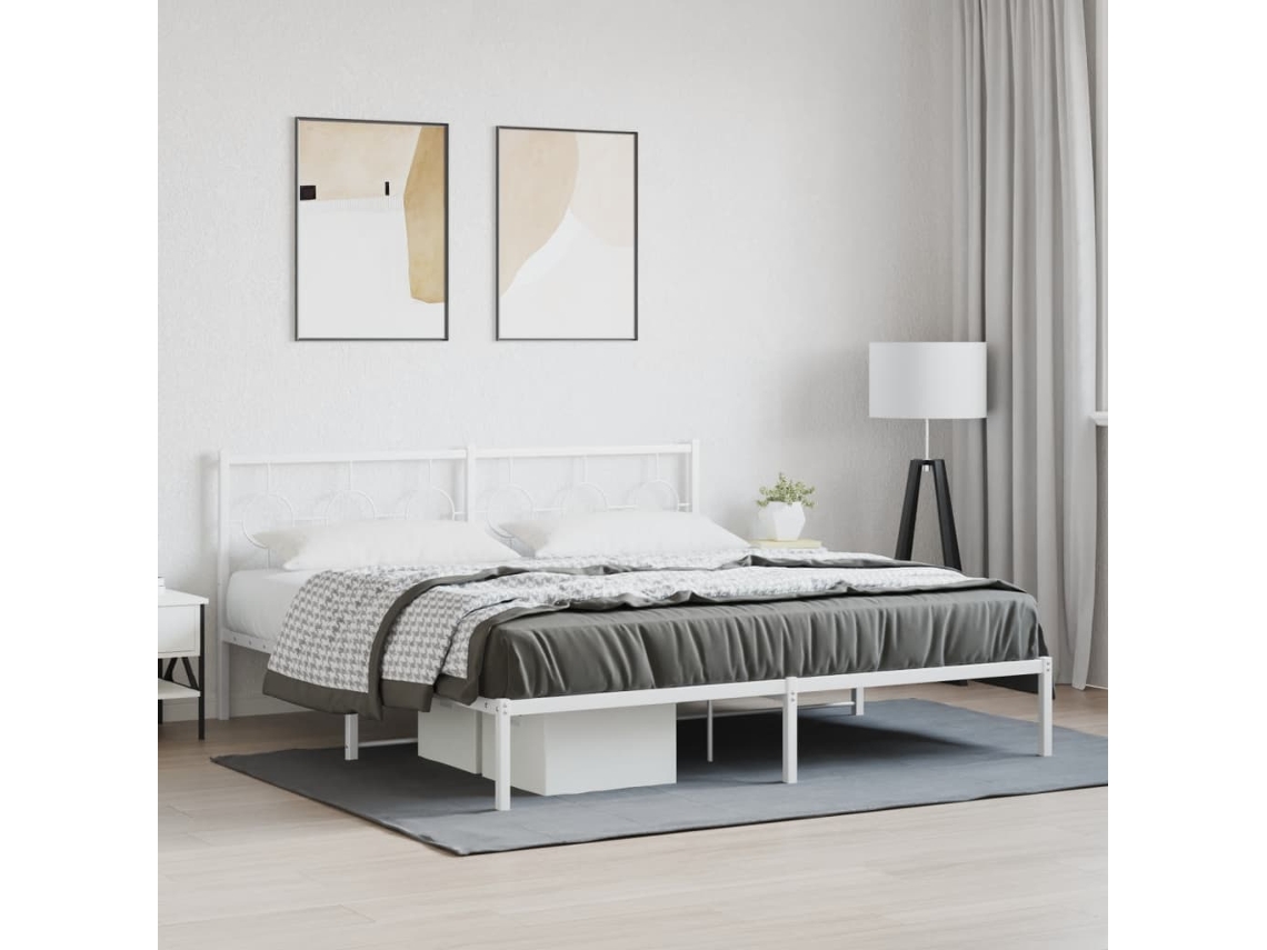 Estrutura De Cama Com Cabeceira 183x213 Cm Metal Branco