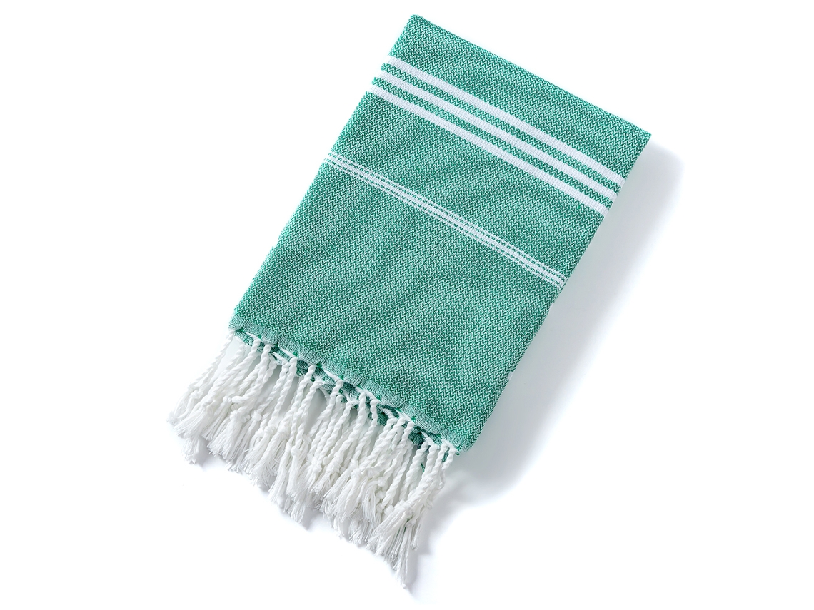 Conjunto de 3 Toalhas de Banho Absorventes com Franjas em Veludo Turco Natural, com Tema Natalino. MDUG (verde)