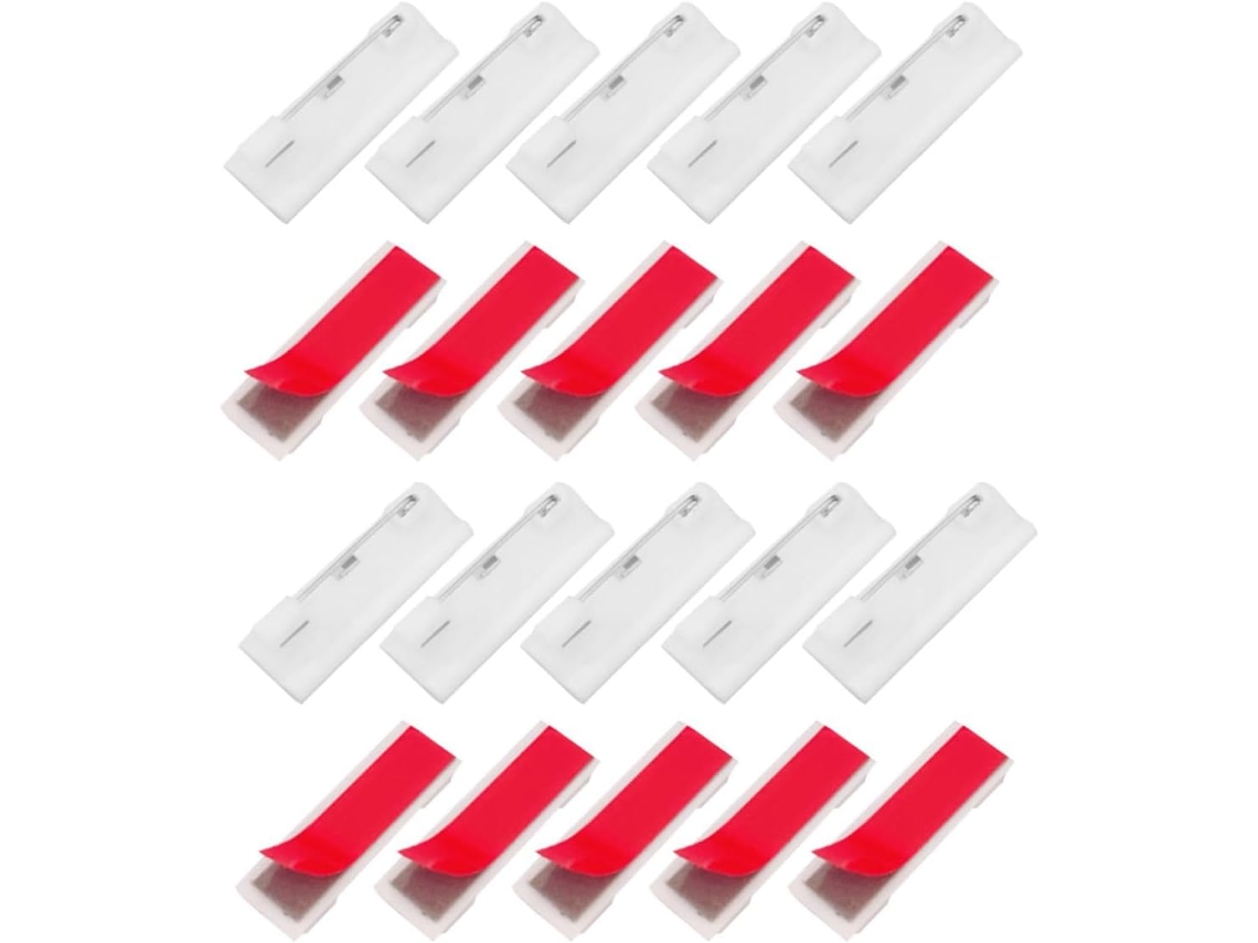 Tehaux 50 Pinos Autoadesivos de Plástico Branco para Crachás Identificação e Artesanato, Práticos e Seguros para Uso