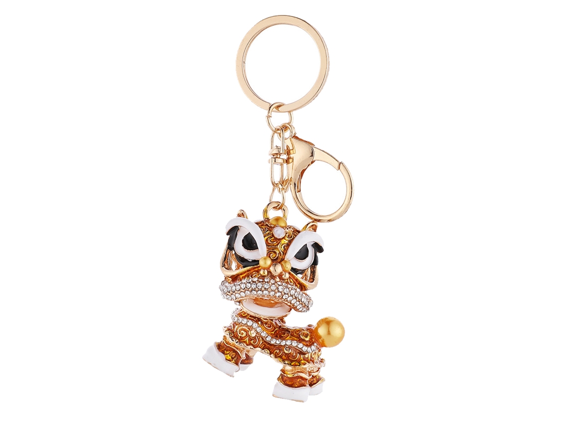 Laxiscreed Chave De Carro Leão Chinês Com Diamantes, Presente De Ano Novo Elegante