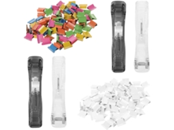 Dispensador De Clips Papel Metal Jojofuny Com Grampeador Manual, Clips Transparentes E Pretos, Refis De Metal Coloridos