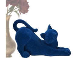 Estátua Decorativa De Gato Fofa Em Resina Floculada Esticada |