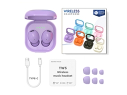 Fones de Ouvido Bluetooth Sem Fio Intra auriculares Compactos MDUG (roxos)