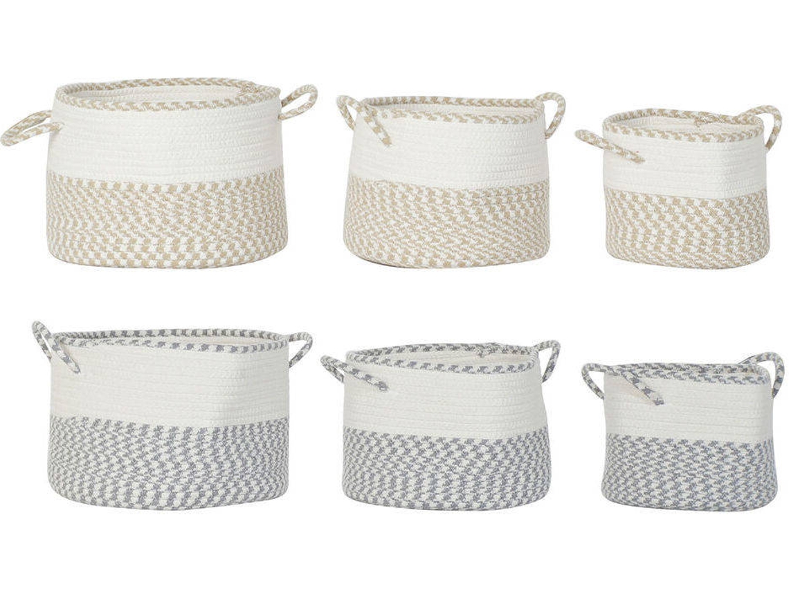 Conjunto de Cestos DKD HOME DECOR (Cinzento - Algodão - 30x30x20 cm)