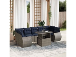 Vidaxl Conjunto De Sofá De Jardim Com 8 Peças E Almofadas Em Rattan Sintético Cinza