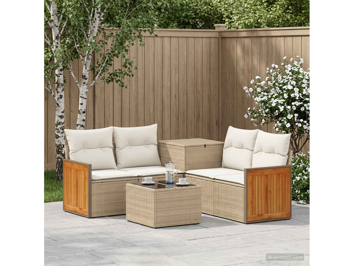 Vidaxl Conjunto De Sofás 6 Unid. Bege E Branco Creme