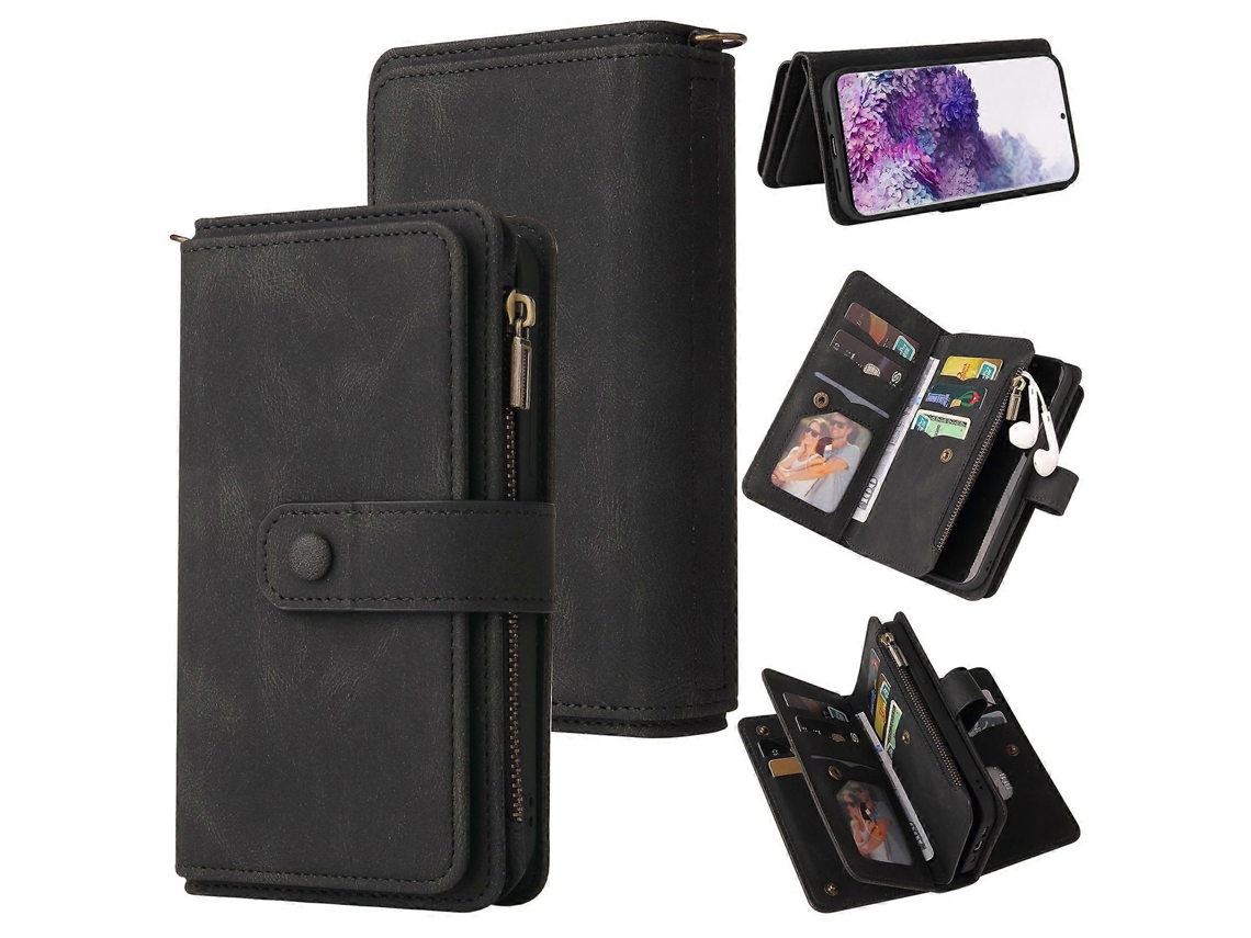 Capa De Couro Sintético Pu + Tpu Com Toque Suave Para Samsung Galaxy S20, Com Aba Horizontal, Suporte Para Cartão, Compartimento Para 15 Cartões, Cart