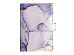 A6 Color Print Texture Macaron Pu Loose Leaf Cash Budget Notebook Smoke Gray Single Cover
