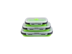 Lancheira Quadrada Dobrável De Silicone, Armazenamento Em Geladeira, Caixa Para Conservar Alimentos Frescos, Caixa Bento Verde Olysi Shop