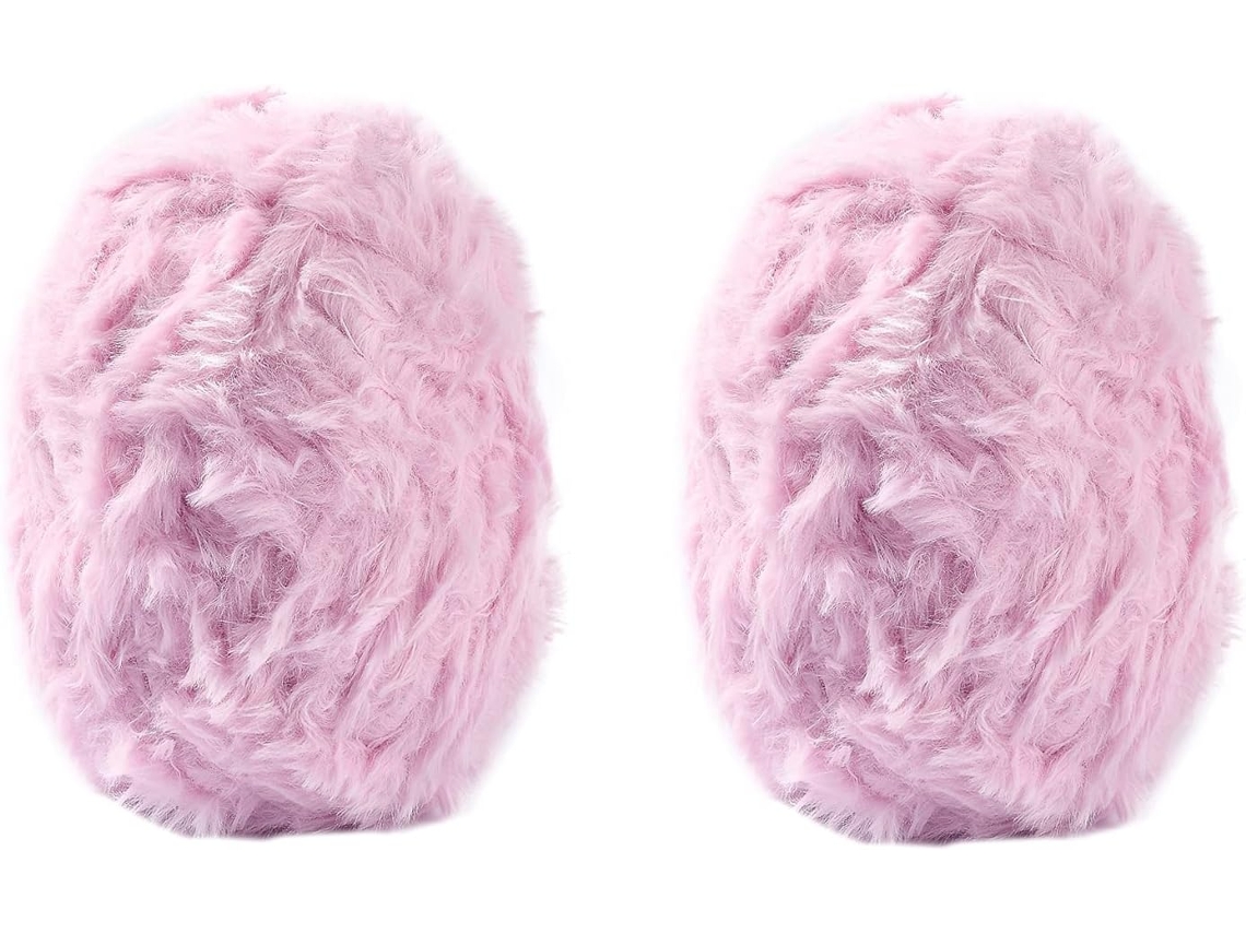 Lurelia Fio Chenille Grosso Macio Poliéster 2 Rolos 20 Mm 0,5 Rosa Para Tricô Crochê Mantas Artesanais