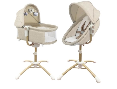 Louna Multifuncional 4 em 1: Berço Balanço Elétrico Cadeira Alta Transat. BEBE2LUXE