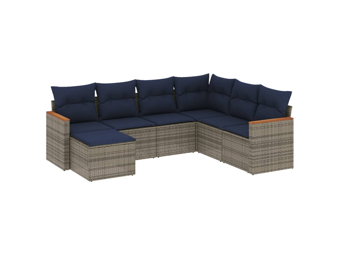 Conjunto de Sofá de Jardim, 7 Peças, Almofadas, Rattan Cinza MAISON EXCLUSIVE