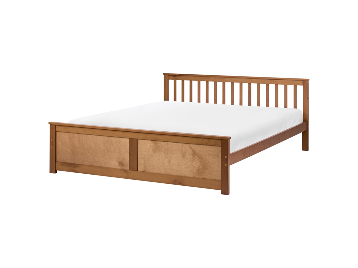 Cama Beliani Olendon De Madera De Pino Marrón 189x206x82
