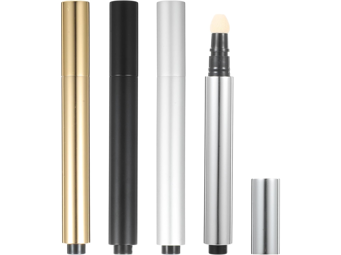 Conjunto de 4 Corretivas Canetas Vazias de 3ml, Tubos Dispensadores, Base Líquida
