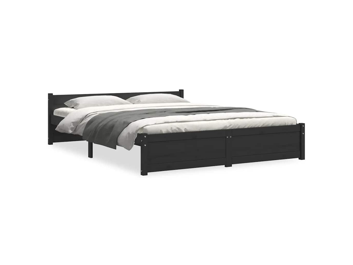 Bed Frame, Bed Frames Vidaxl Preto Madeira (135 X 190 Cm)