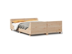 Bed Frame, Bed Frames Vidaxl Marrom Madeira De Pinho (120 X 190 Cm)
