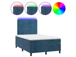 Cama Box Spring com Colchão LED Veludo Azul Escuro MAISON EXCLUSIVE (120x200 cm)