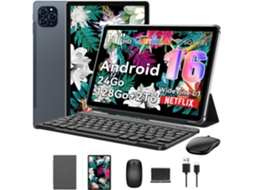Tablet T90 Android 16 11'' 24GB RAM 128 GB ROM-SD 2 TB 8000 Mah Gemini AI, com Teclado, Capa, Stcylet, Rato