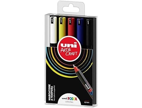 Conjunto Completo de 5 Marcadores Acrílicos Extrafinos Posca Marca OSAMA