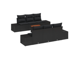 Conjunto 7 Móveis Para Exterior Vidaxl Preto Vime Pe (239 X 62 X 69 Cm)