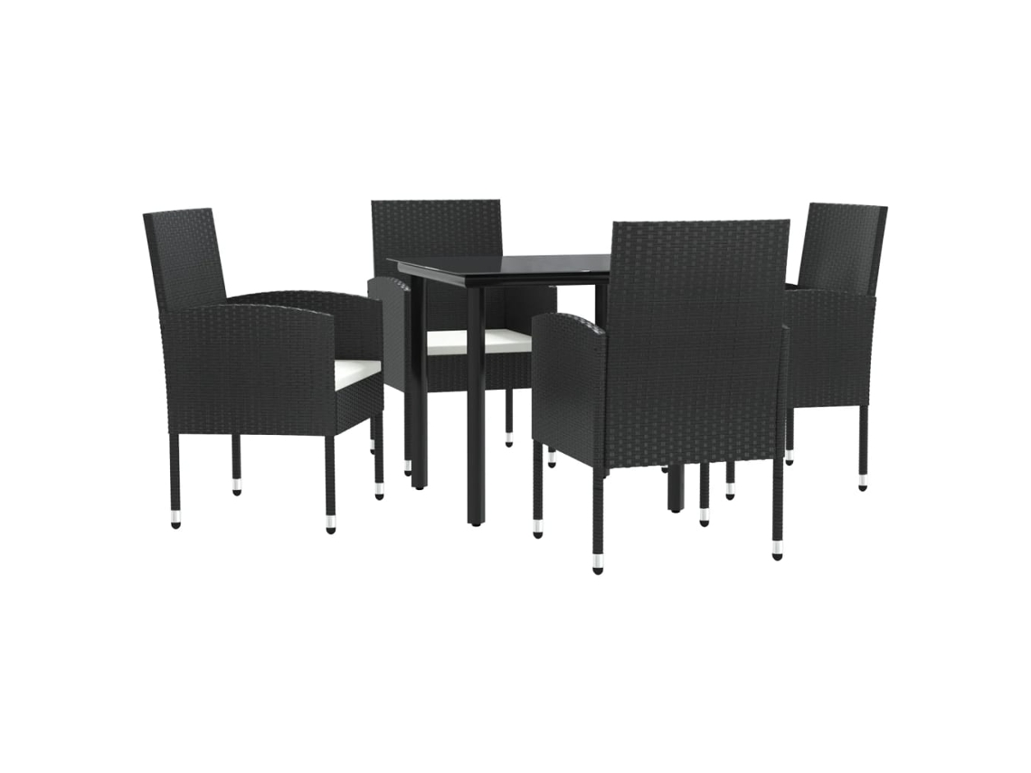 Conjunto de Jantar para Jardim Vime Pe e Aço Preto VIDAXL 5 Un