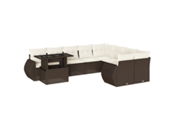 Conjunto de 10 Sofás Jardim com Almofadões Vime Pe Castanho MAISON EXCLUSIVE (10 pcs)