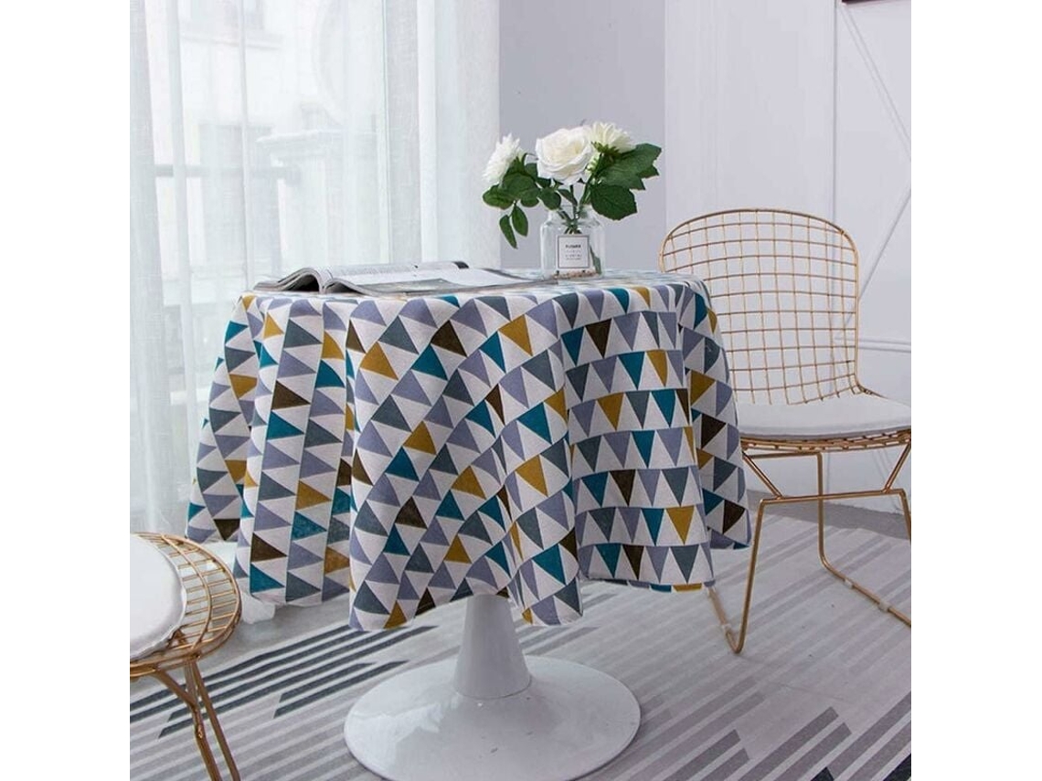 Toalha De Mesa Redonda De Algodão E Linho, Sarja, Estilo Nórdico Simples, Fresca, Durável, Reutilizável, Decoração Sem Rugas Para Cozinha, Mesa De Jan