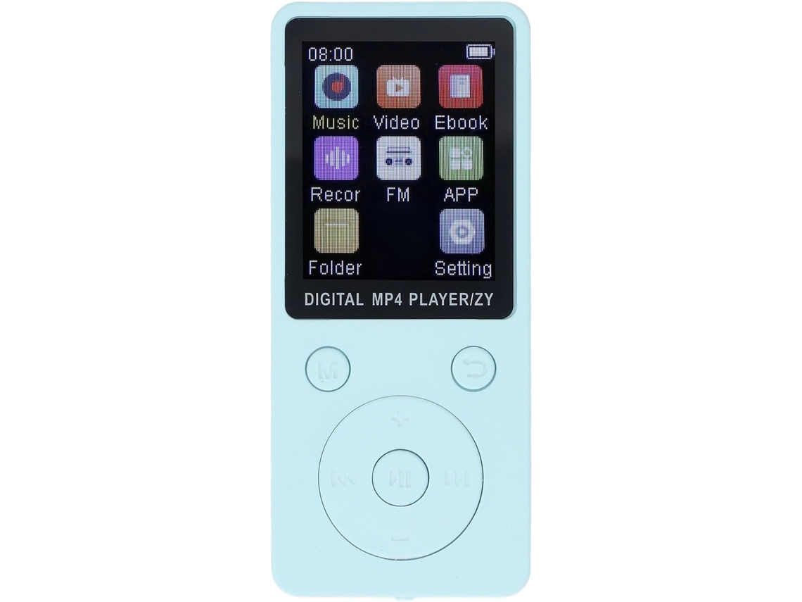 Reprodutor de MP3/MP4, tela Bluetooth 5.0, alto-falante Bluetooth de 5 polegadas, som HiFi de 1,8 polegadas, entrada de vídeo (azul)