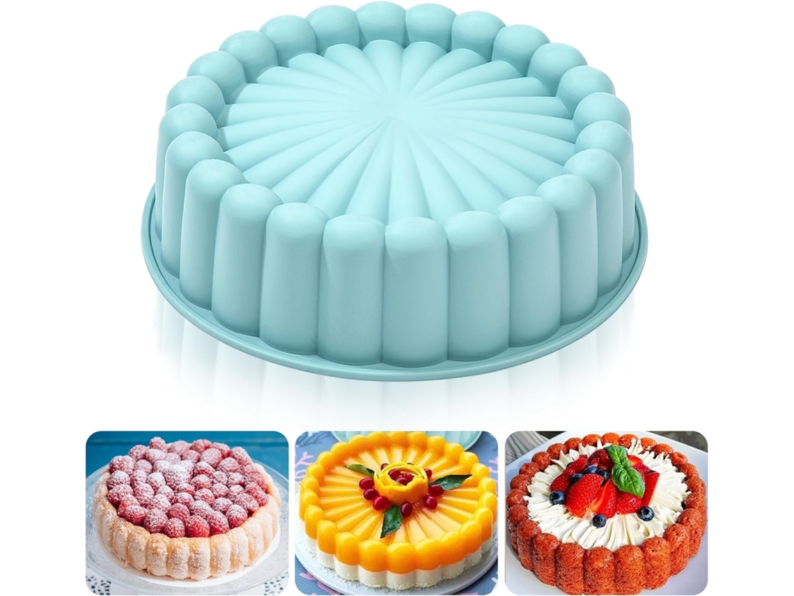 Forma De Silicone - 8 Polegadas - Forma Charlotte - Molde Redondo Girassol - Antiaderente - Utensílio Diy Azul