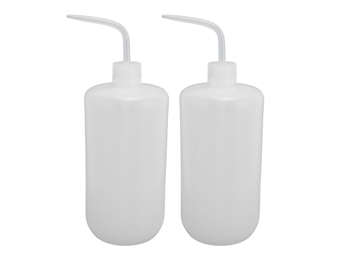 2 Peças Garrafa de Lavagem 1000ml de Plástico Seguro Laboratório Ferramenta de Pressão com Boca Fina