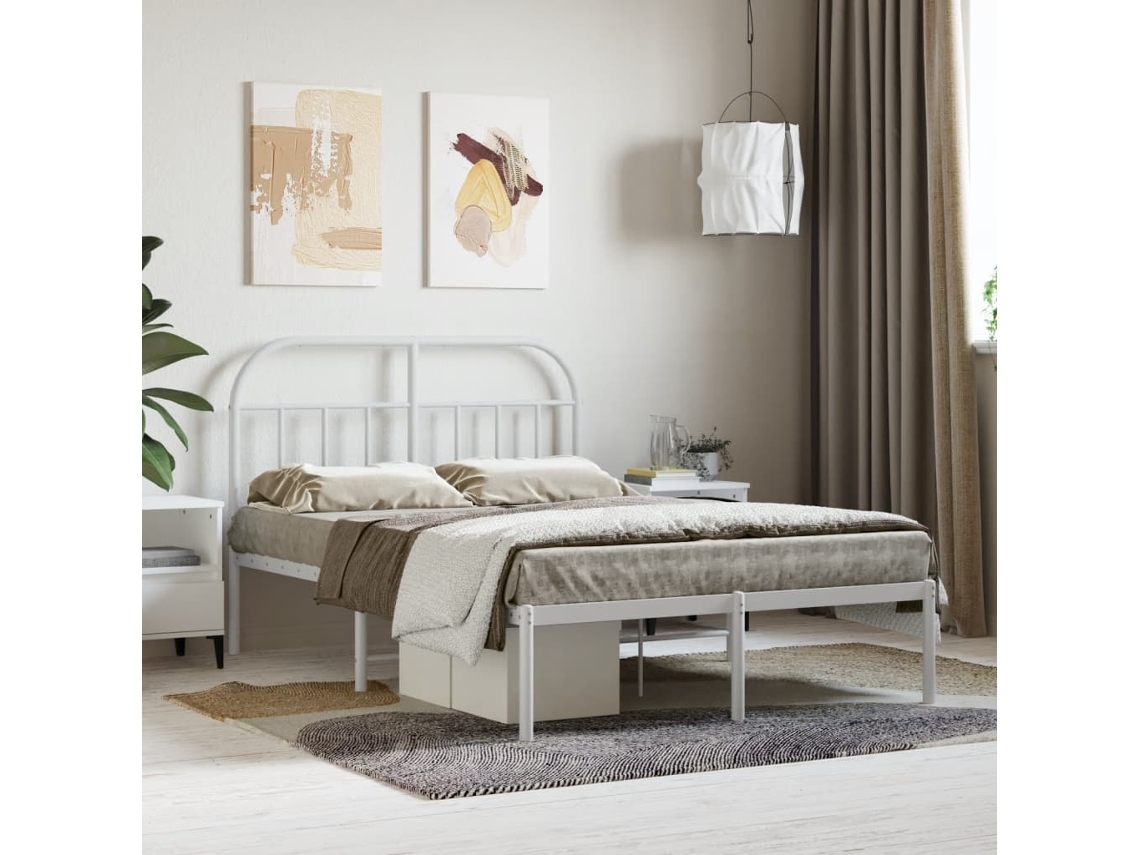 Estrutura De Cama Com Cabeceira 120x190 Cm Metal Branco