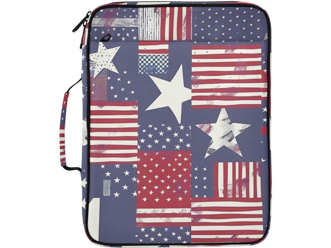 Pasta Organizadora Expansível Com Estampa De Bandeira, Azul Estrela, Com Pasta Destacável, Bolso Impermeável Com Zíper