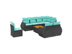 Conjunto de Sofá de Jardim, 5 Peças, Almofadas, Rattan Preto MAISON EXCLUSIVE