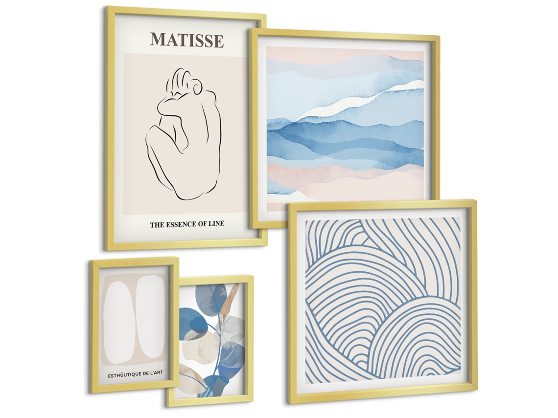 Conjunto De Pinturas Gráficos Estilosos Natureza Abstração Espelharte (5 Peças)