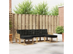 Vidaxl Conjunto De Sofás Para Exterior 6 Pcs Branco E Preto