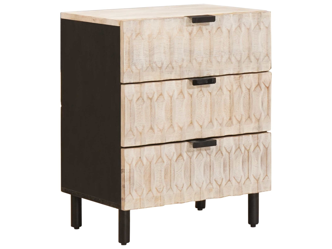 Conjunto 1 Armário De Cabeceira Vidaxl Branco Madeira De Mangueira Maciça (50 X 33 X 62 Cm)