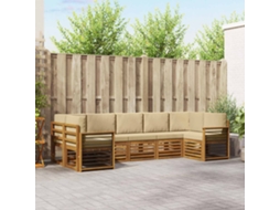 Vidaxl Conjunto De Sofá Sectional Com Almofada 7 Pcs Natural E Bege