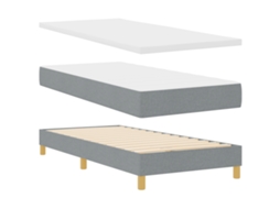 Conjunto 1 Cama Box Vidaxl Cinzento-claro Tecido (200 X 90 Cm)