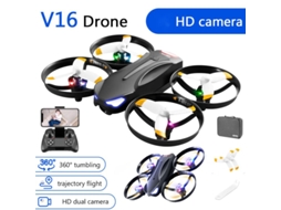 Mini drone V16 com luz colorida 4K Vida útil da bateria: 12 minutos 4 baterias brancas YIZHOOD
